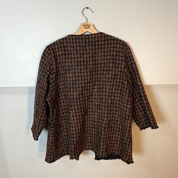 Misook Orange & Black Tweed Classic Wool Blend Blazer Jacket Women's Size XL EUC - Picture 10 of 12